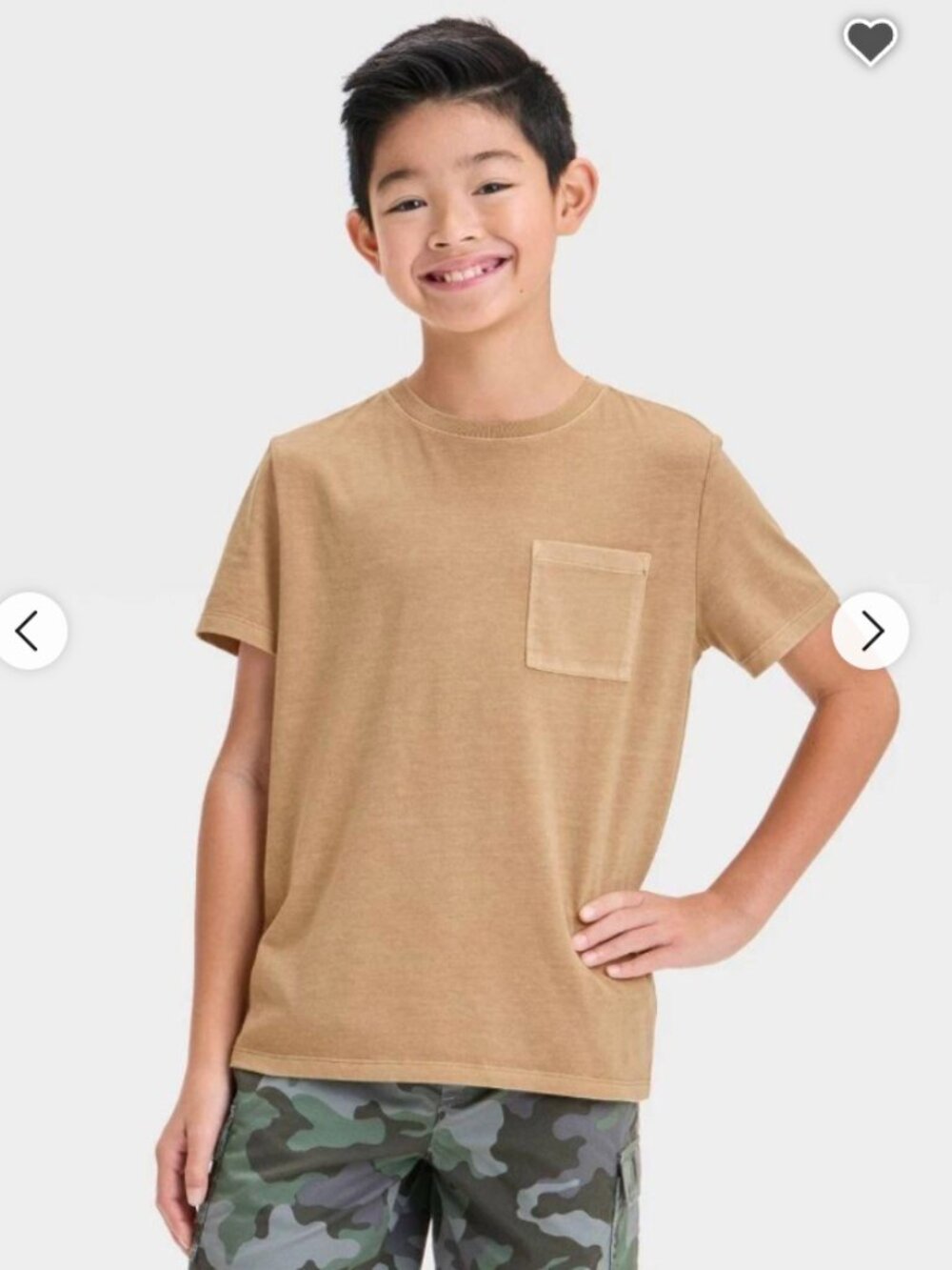 Kids Cat & Jack Camel Brown Short Sleeve Pocket Tee, NWOT, XL kids